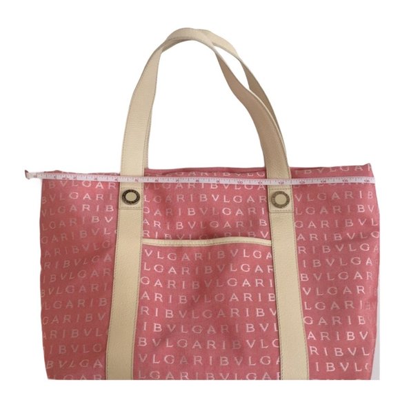 BVLGARI MAEREA Pink/Coral Leather Trim Satchel - Picture 5 of 13